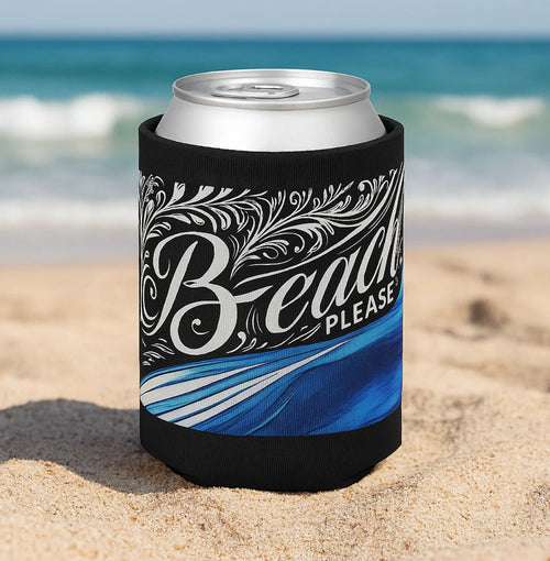 Beach Please Can Cooler – Funny Summer Drink Sleeve, Beach & BBQ Accessory