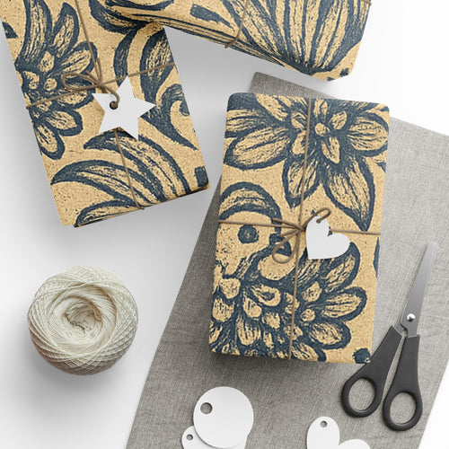 Artistic Wrapping Paper for Gifts, Eco-Friendly Gift Wrap, Vintage Floral Print, Bird Design, Perfect for Holidays & Celebrations