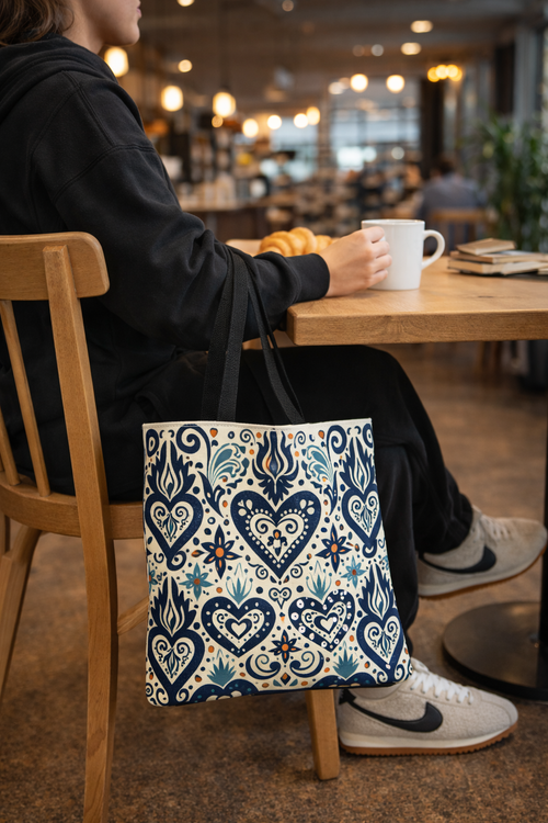 Boho Tote Bag - Holiday Gift Tote - Reusable Cotton Market Bag - Fun Stylish Printed Tote for Everyday Use